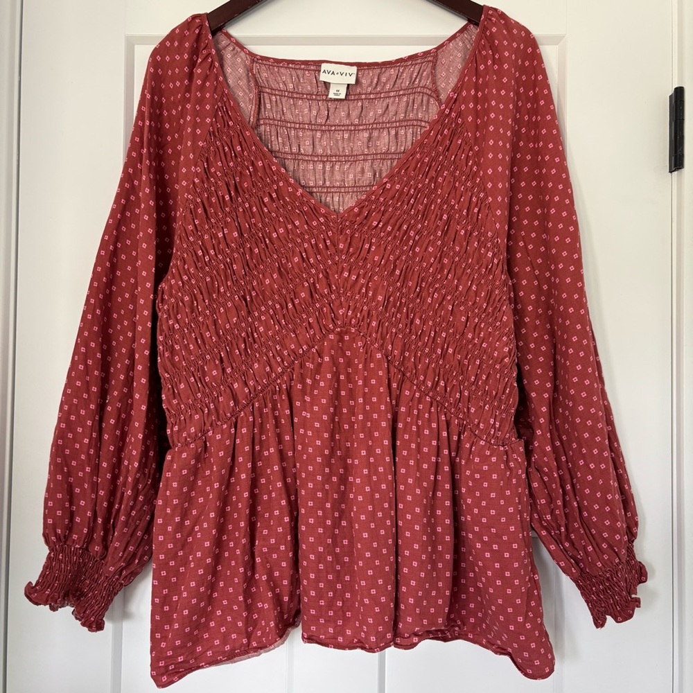 • [AVA & VIV] Smocked Blouse •